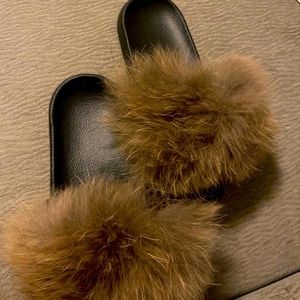 Fur Slides Female Indoor Flip Flops Casual Sandals Furry Fluffy Shoes